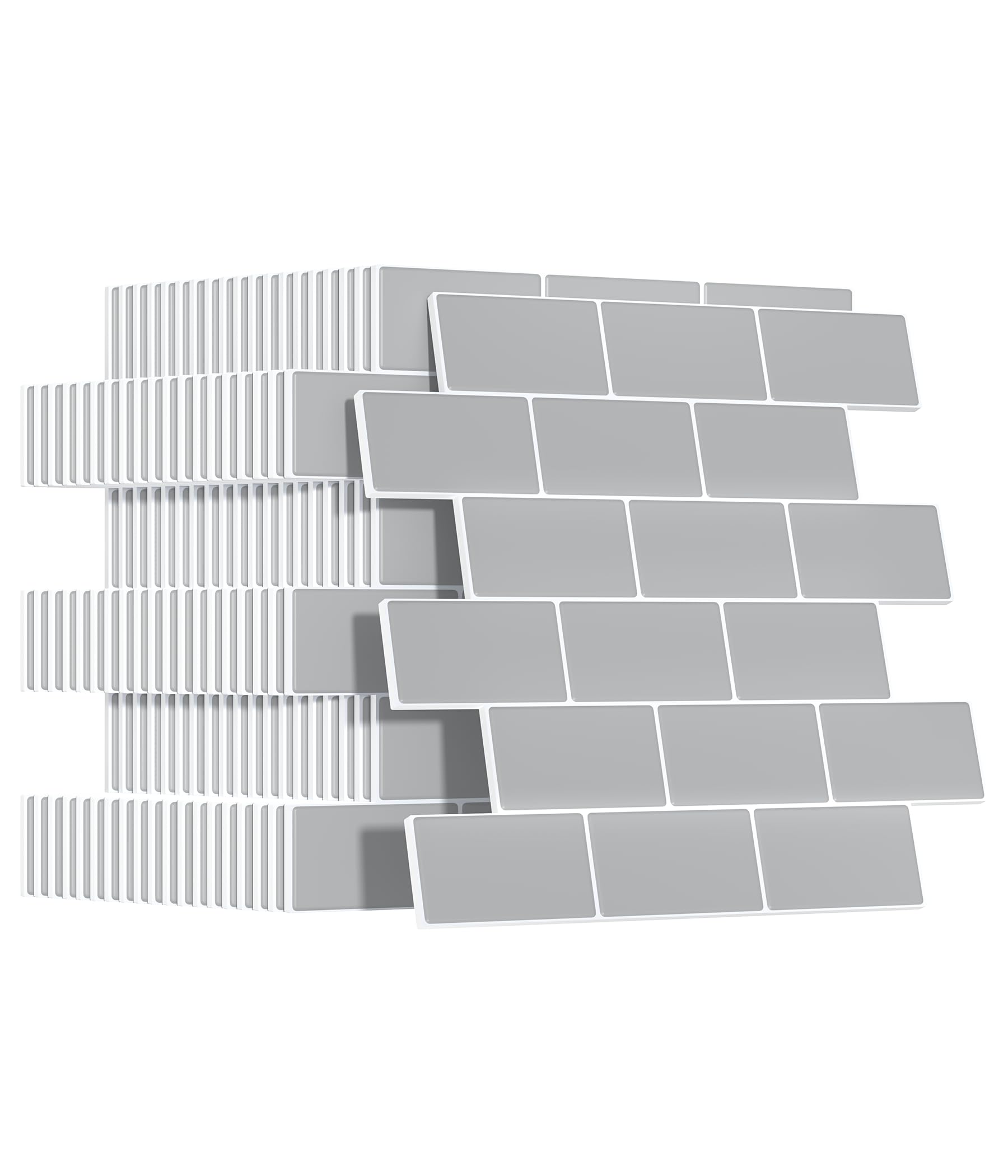Upgrade Thicker Peel and Stick Wall Tiles Backsplash for Kitchen and Bathroom, Metro Subway Tiles Self Adhesive Tile Stickers 3D Stick on Splashback Grey, 20 Sheets โ image 1