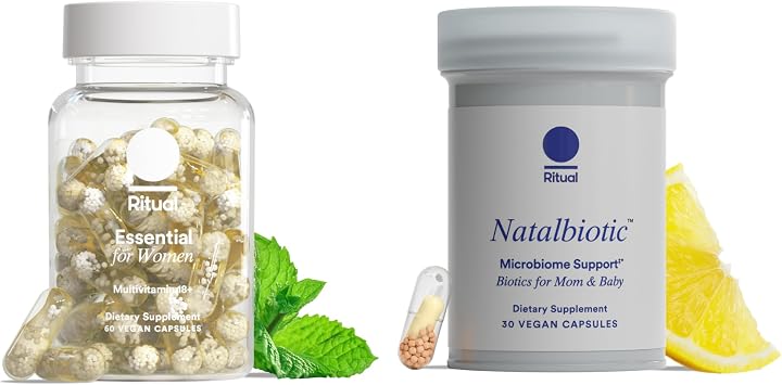 Ritual Womens 18+ Multivitamin and Prenatal Probiotics - Support Microbiome, Digestive, Vaginal and Babys Immune Health - Support Heart, Bone, and Brain Health - Vegan - 30 Servings