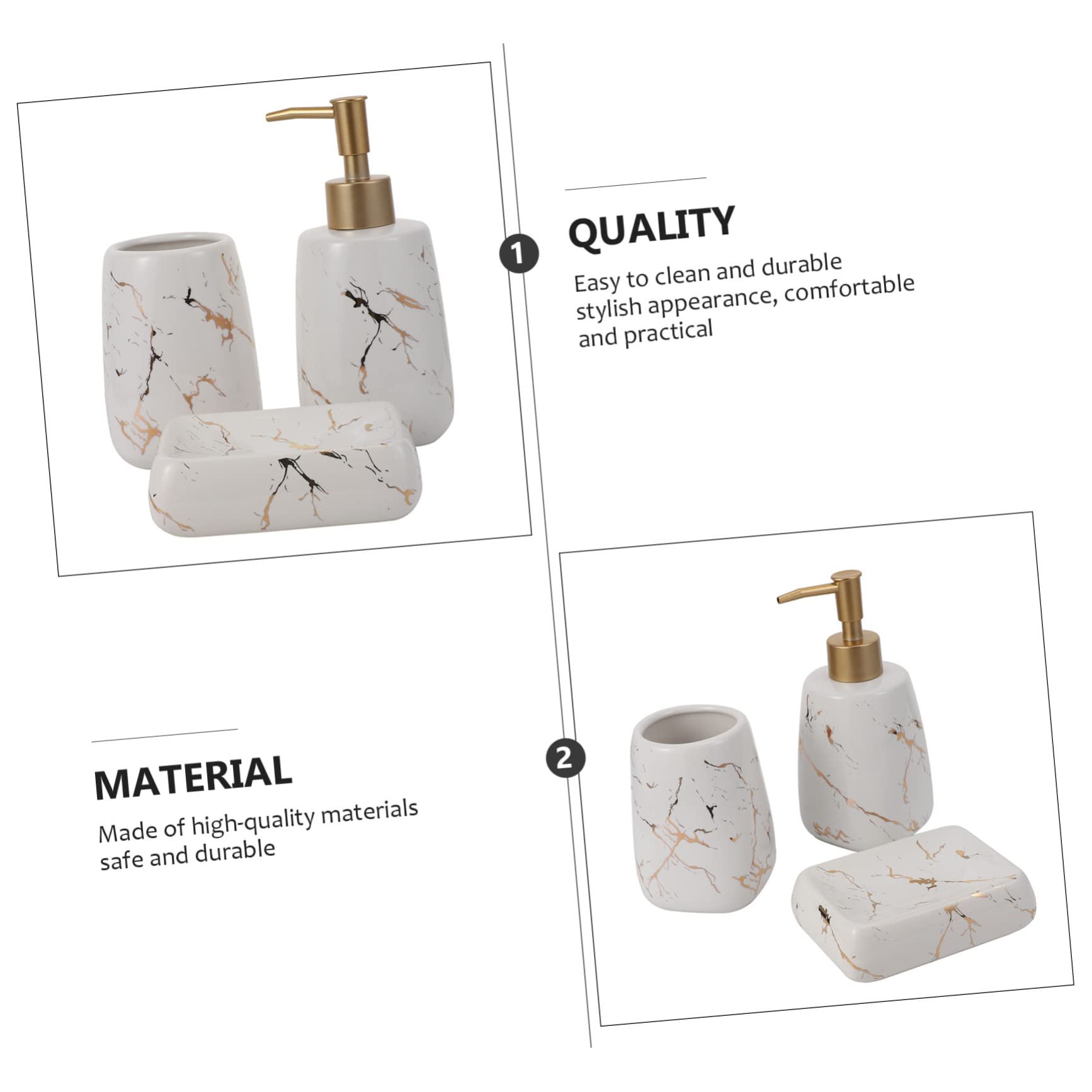 Juego de Accesorios de Baño de 3 Piezas en Cerámica Color Blanco