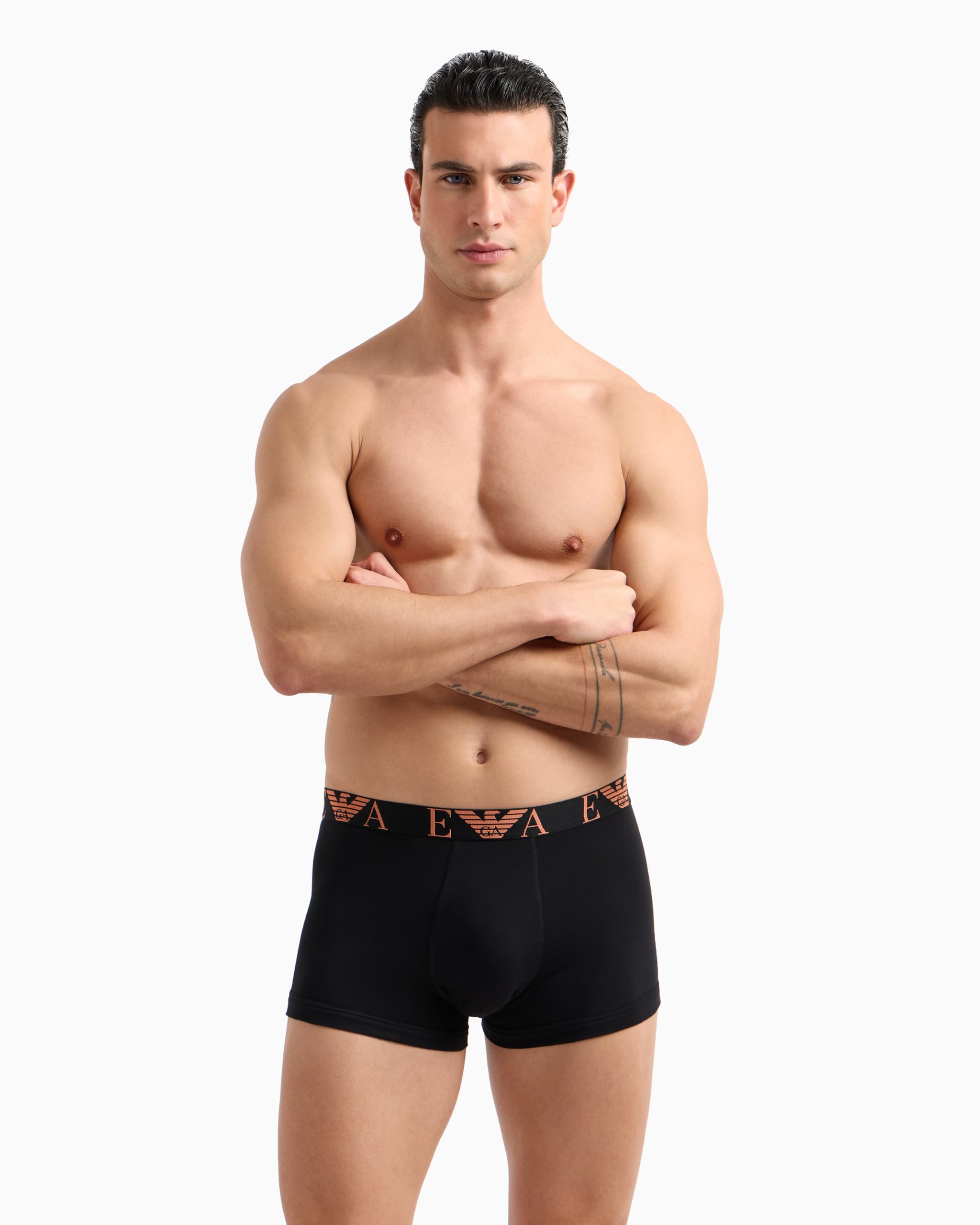 Emporio Armani Men's Shiny Logoband Pack 3-Pack Trunk Trunks (Pack of 3)