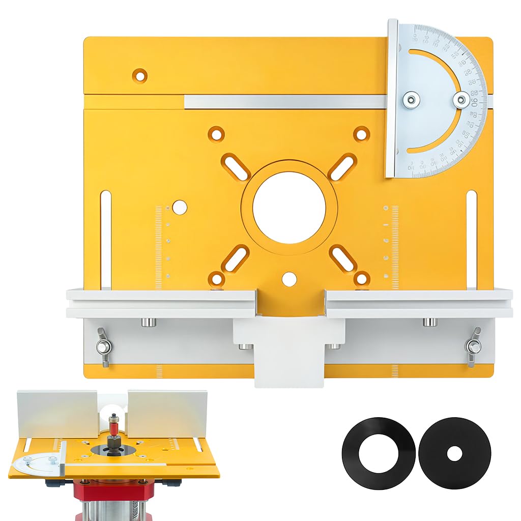 Serplex® Aluminum Router Table Insert Plate for Palm Router 85×85mm & 70×60mm Trimmer Compatible Panel with Protractor Fence T Slot Tracks & Scale, Woodworking Router Mount Plate-image-45
