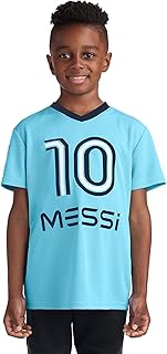 Messi Boys Lifestyle Short Sleeve Top, Loose-fit V-Neck Shirt with Logo, Comfortable