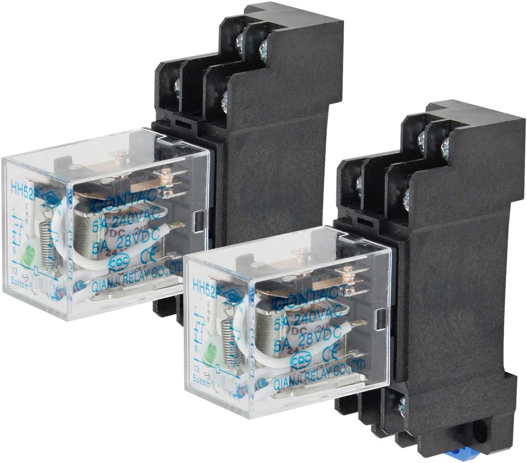 DPDT HH52P Coil 8 Pin General Purpose Relay with PYF08A Socket DC 24V 2PCS