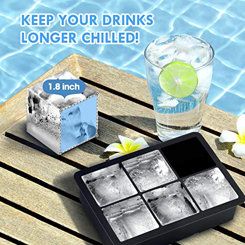 OMORC Ice Cube Trays, Silicone Ice Ball Maker Easy Release Food Grade Flexible Stackable Safe Ice Cube Molds 6 Cavity for Whiskey, Cocktails, Baby Food, Reusable and BPA Free, Pack of 2 - Thumbnail 4