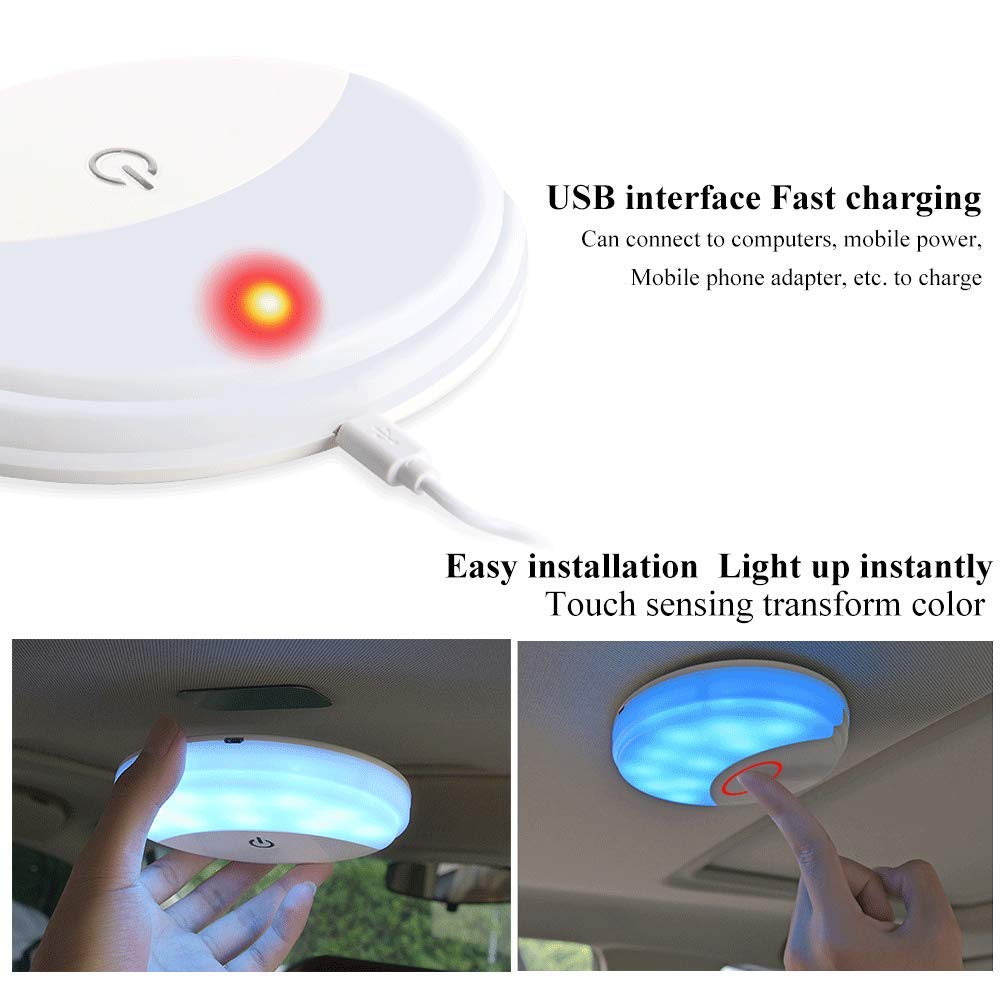 Cupola per auto Luci interne Plafoniere da tetto con aspirazione magnetica Ricaricabile USB universale per interni di auto, camion