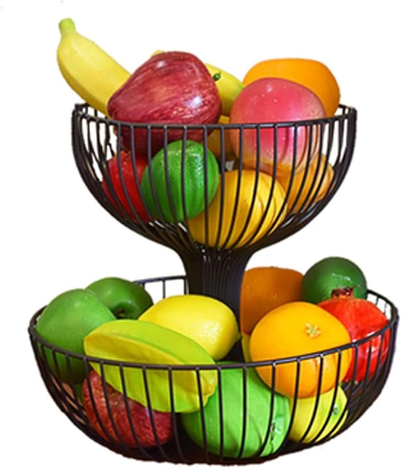 Mnuvxzaewf Svart Kitchen Countertop Fruit Rack-Fruit Basket Stand 2-Tier Floor(,L)