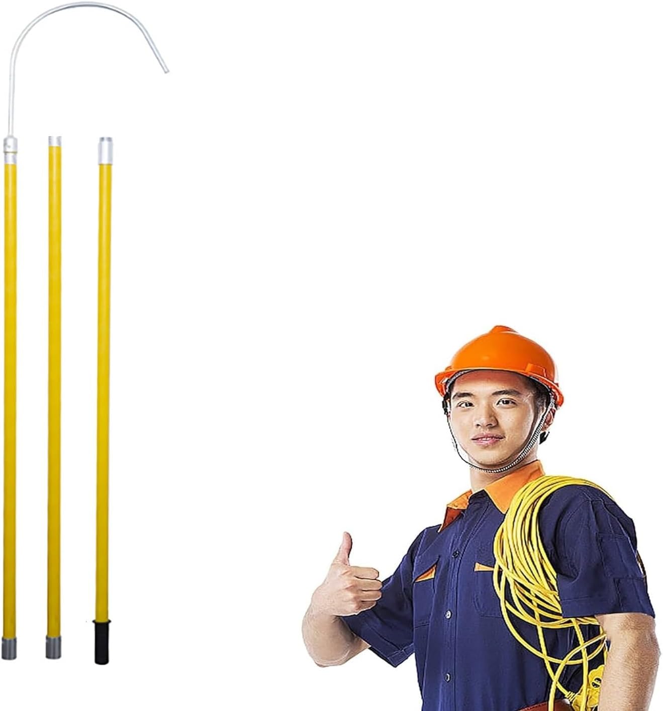 High Voltage Insulating Rescue Hook - Detachable Emergency Tool for Electricians, 3m/9.8ft Electrical Safety Equipment for Power Stations and Emergency Response