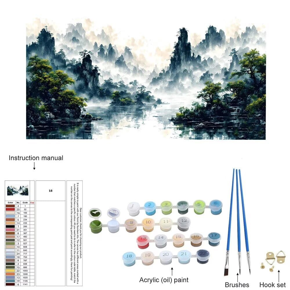 Malen Nach Zahlen Erwachsene xxl, Paint by Numbers Malen Nach Zahlen Landschaft, DIY Geschenk Art mit Pinseln und Acrylfarben Handgemalt Ölgemälde Leinwand für Home Décor, Ohne Rahmen 80x160cm W-221
