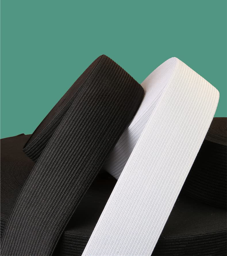 Magnoloran Elastic Band for Sewing, 2 Inch Elastic for Sewing Elastic Straps Wig Band Edge Band Knit Spool Sewing Band for Waistbands Pants Clothes & Lace Front Wigs((10 Yard Black, 10 Yard White)