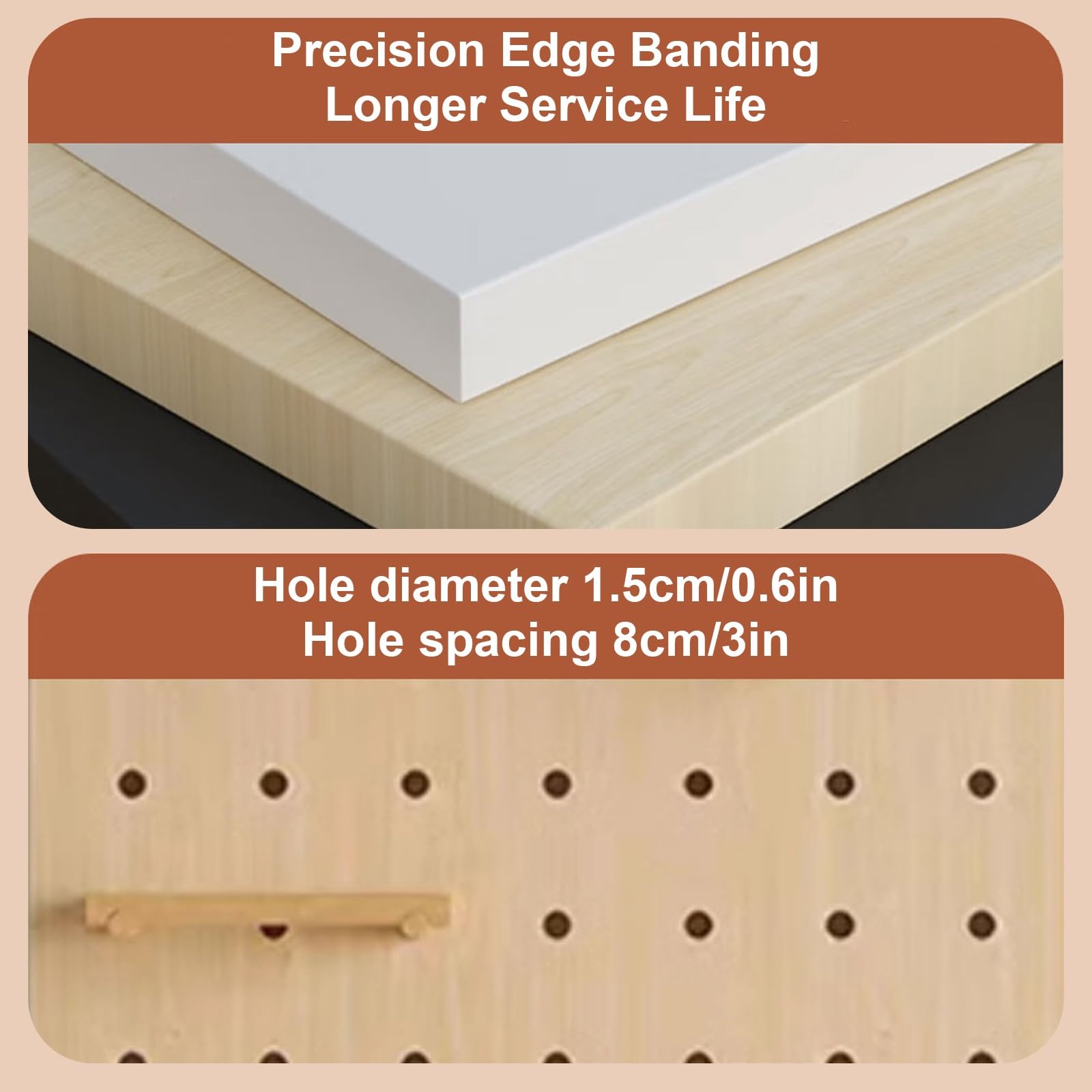 Wand-Organizer aus Holz für Stecktafel, Kombinationsset für Pegboard Zur Wandmontage, Diy-Aufbewahrungsregal Zum Aufhängen zu Hause und Im Büro(Yellow)