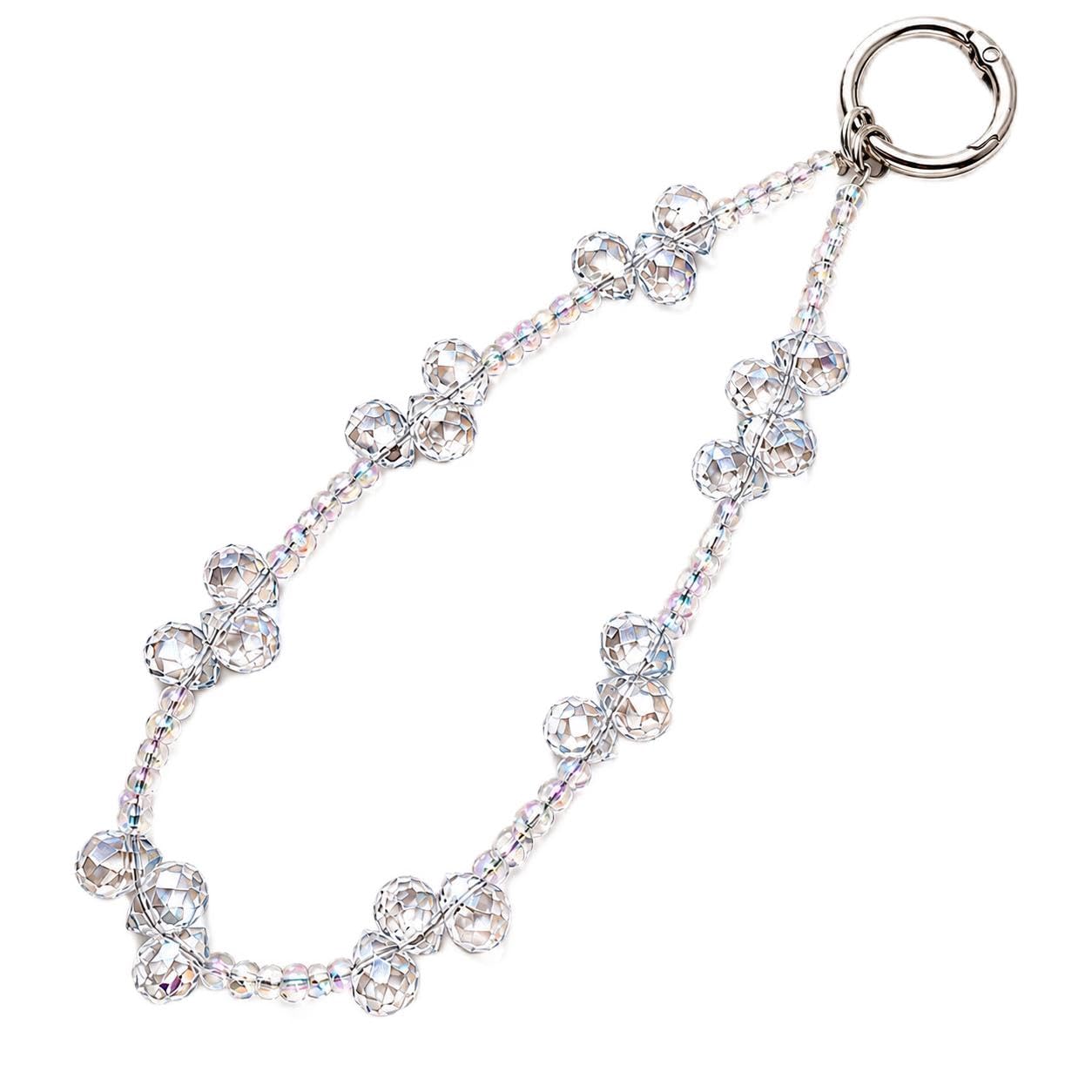 Crystal Beaded Phone Charm Strap with Spring Ring Clasp | Iridescent Faceted Beads, Includes Spacer Pad, Spring Ring Clasp, Wrist Strap Design-image-31