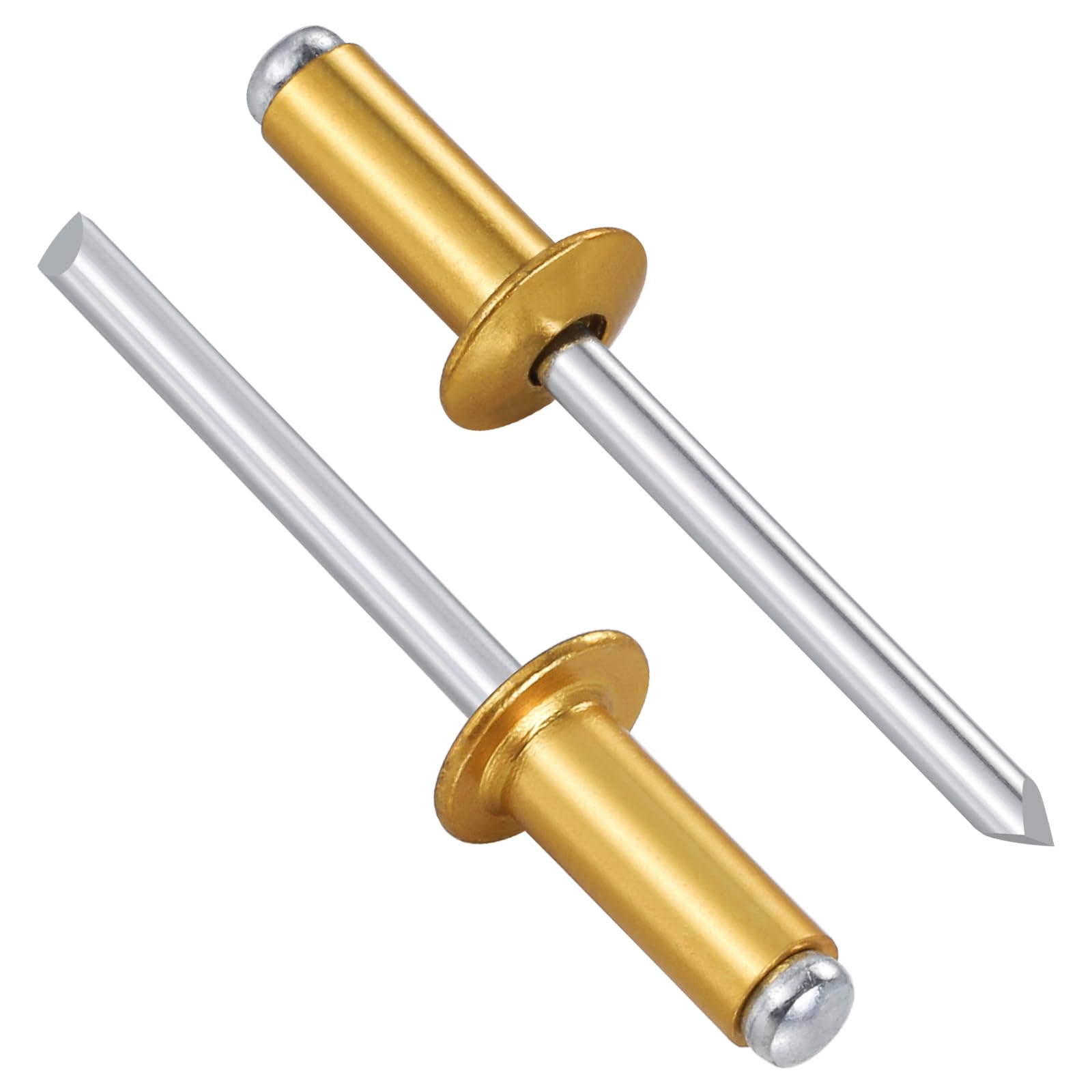 Wensilon Remaches ciegos de aluminio dorado de 1/4 x 1/2 pulgadas, agarre de aluminio dorado y mandril de acero (150 unidades)