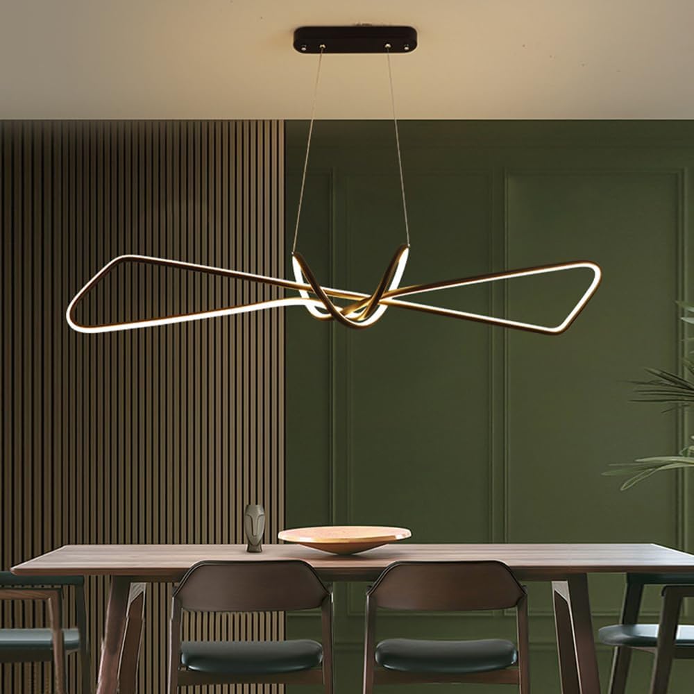 Led Linear Light for Dining Room, 48W Aluminum Long Strip Hanging Light with Silicshade, Creative Kitchen Island Lighting Hanging Lamp Living Room Chaner (Dark 3000K)/K/6000K