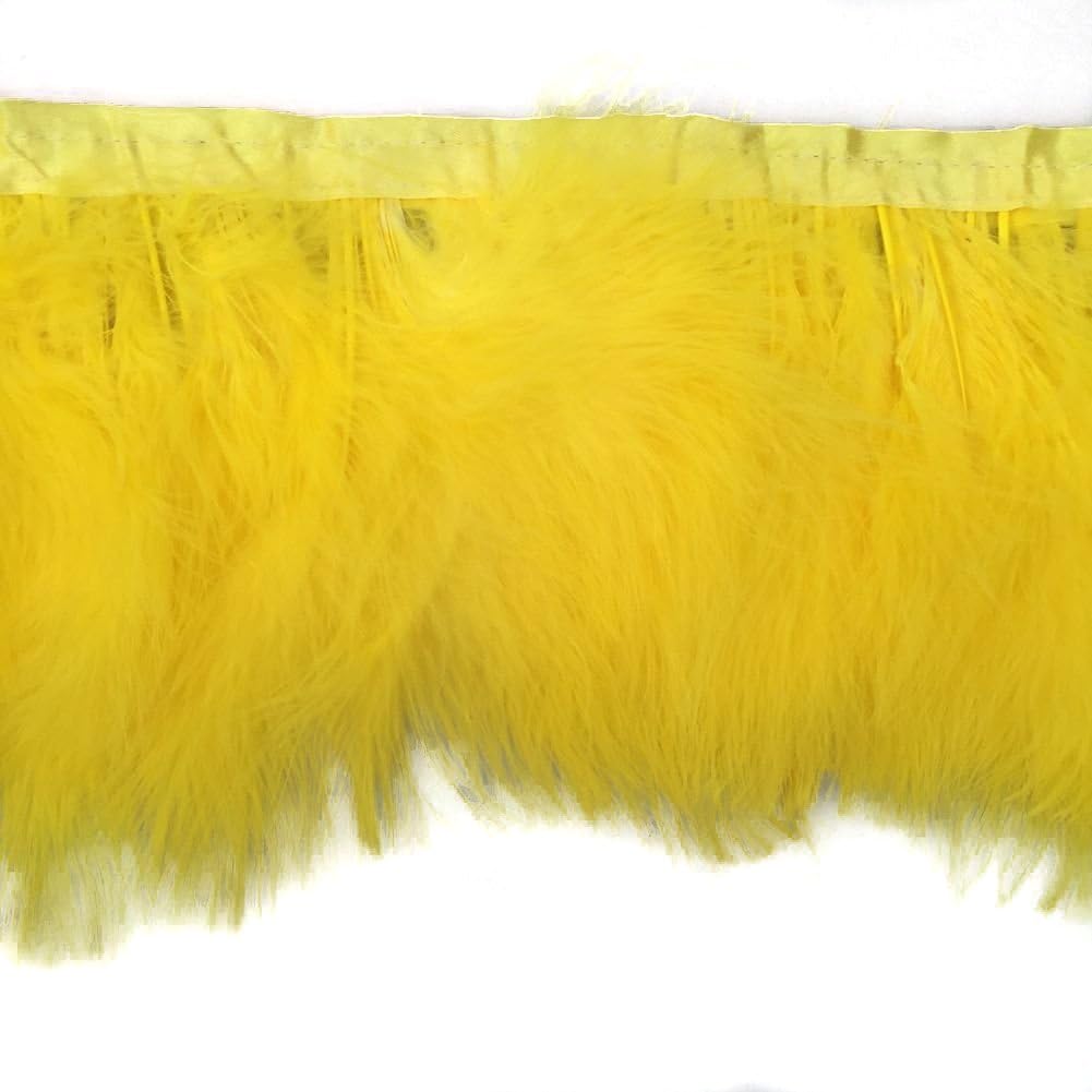 AABABUY Pack of 10 Yards Turkey Marabou Hackle Fluffy Feather Fringe Trim Craft 6"-8" in Width for Dress Sewing Crafts Costumes Decoration (Blue)