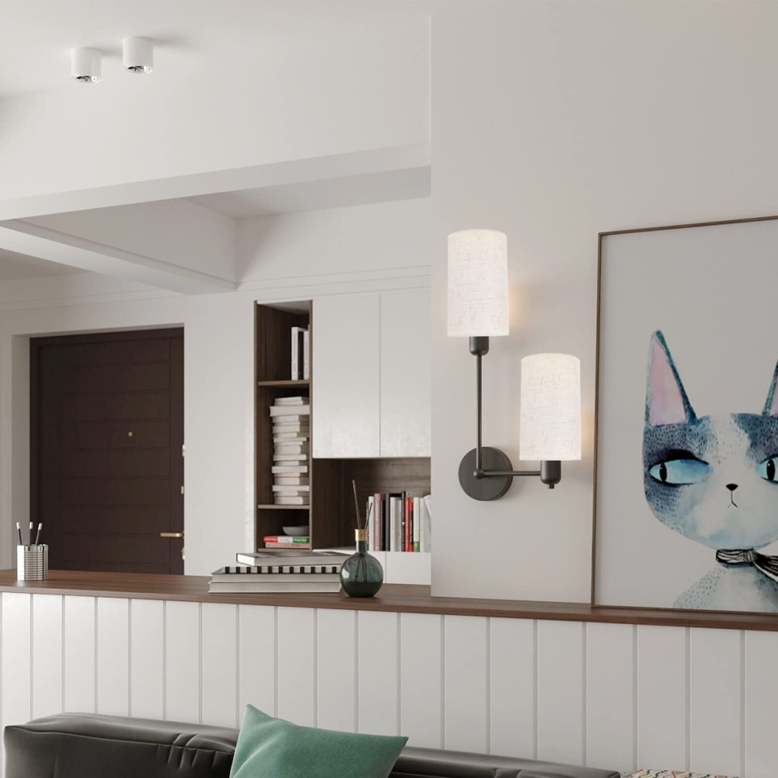 OSALADI Mały abażur cylindryczny gwint E27 lniany materiał osłona lampy bęben abażur 7,87 x 4,72 cala do lamp stołowych i stojących oświetlenie wewnętrzne