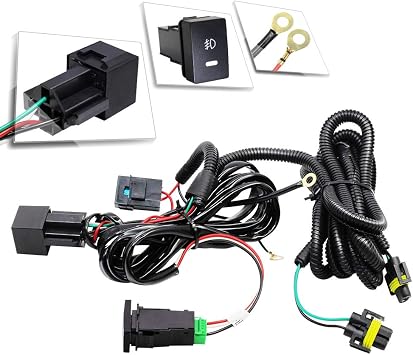 Fog Light Wiring Harness Kit for Honda Acura Nissan Ford Mitsubishi Subaru Jaguar Land Rover, H11 Wire Connector with Relay Blade Fuse On/Off Switch