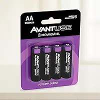 Avant Use Kit 4 Pilhas Recarregáveis AA 2700mAh, 1.5V Ni-MH, Alta Capacidade para Dispositivos de Alto Consumo