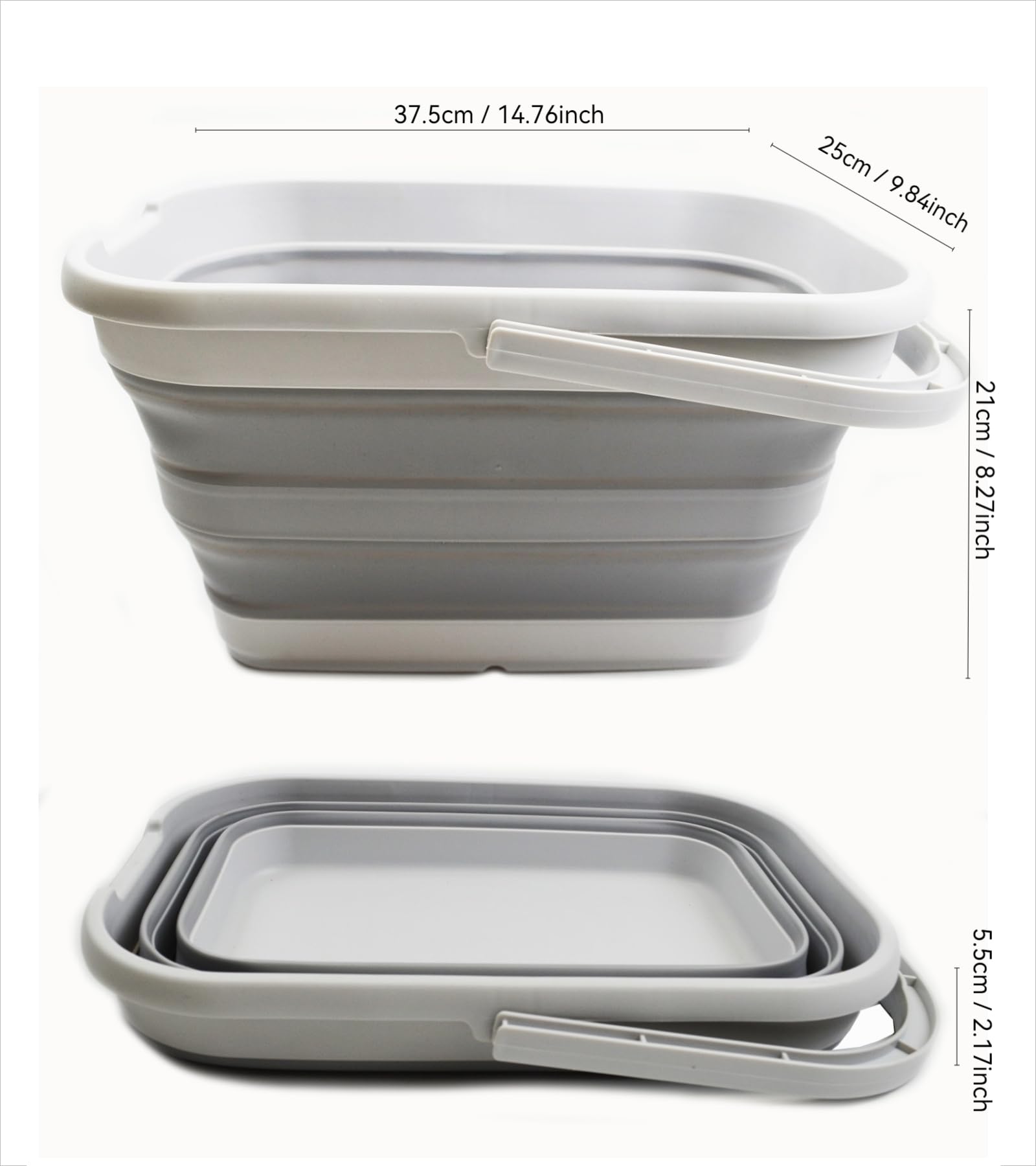 SAMMART, Secchio rettangolare pieghevole da 12 l, grigio