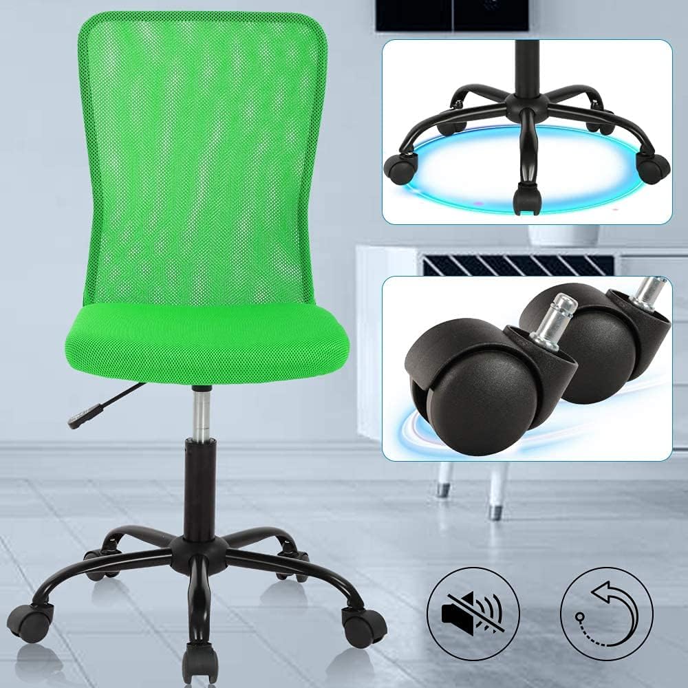 Home Office Chair Computer Chair Student Chair Desk Chair Mid Back Mesh Chair Height Adjustable Small Office Chair, Modern Task Chair No Armrest Rolling Swivel Chair,Green