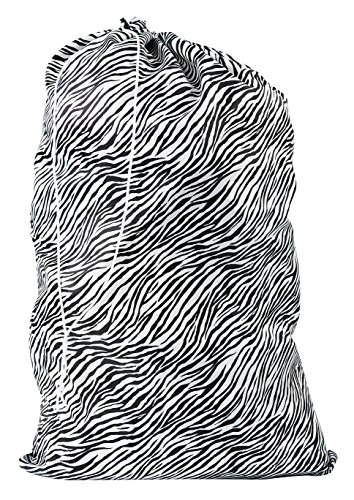 Nylon Laundry Bag - Locking Drawstring Closure, Machine Washable, These Large Bags will Fit a Laundry Basket or Hamper and Strong Enough to Carry up to Two Loads of Clothes. (Zebra | 30