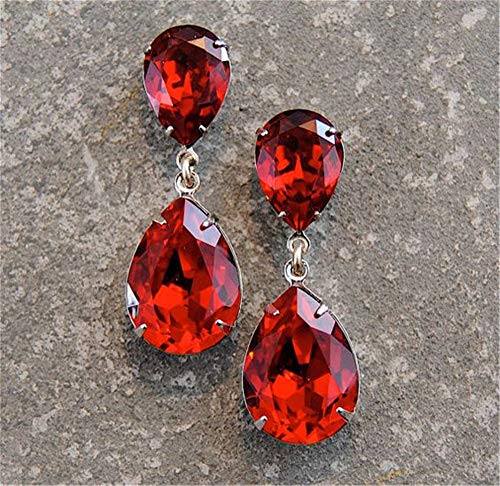 Sew On Rhinestones, Choupee 130PCS Red Sew On Stone Metal Back Prong Setting Sewing Claw Rhinestone Mix Shapes Sew On Glass Gems for Jewelry, Clothes, Costume, Shoes, Belt, Dress, Garments and Crafts