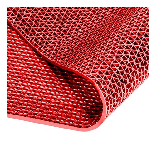 LYXXW Tappetino da Pavimento Drenante Antiscivolo, Tappetino Rete Spessa 0,22'', Tappetini Cavi in PVC per Uso Commerciale, Tappeto da Esterno E Interno per Bagno Patio,Rosso,0.9x3m/3x10FT