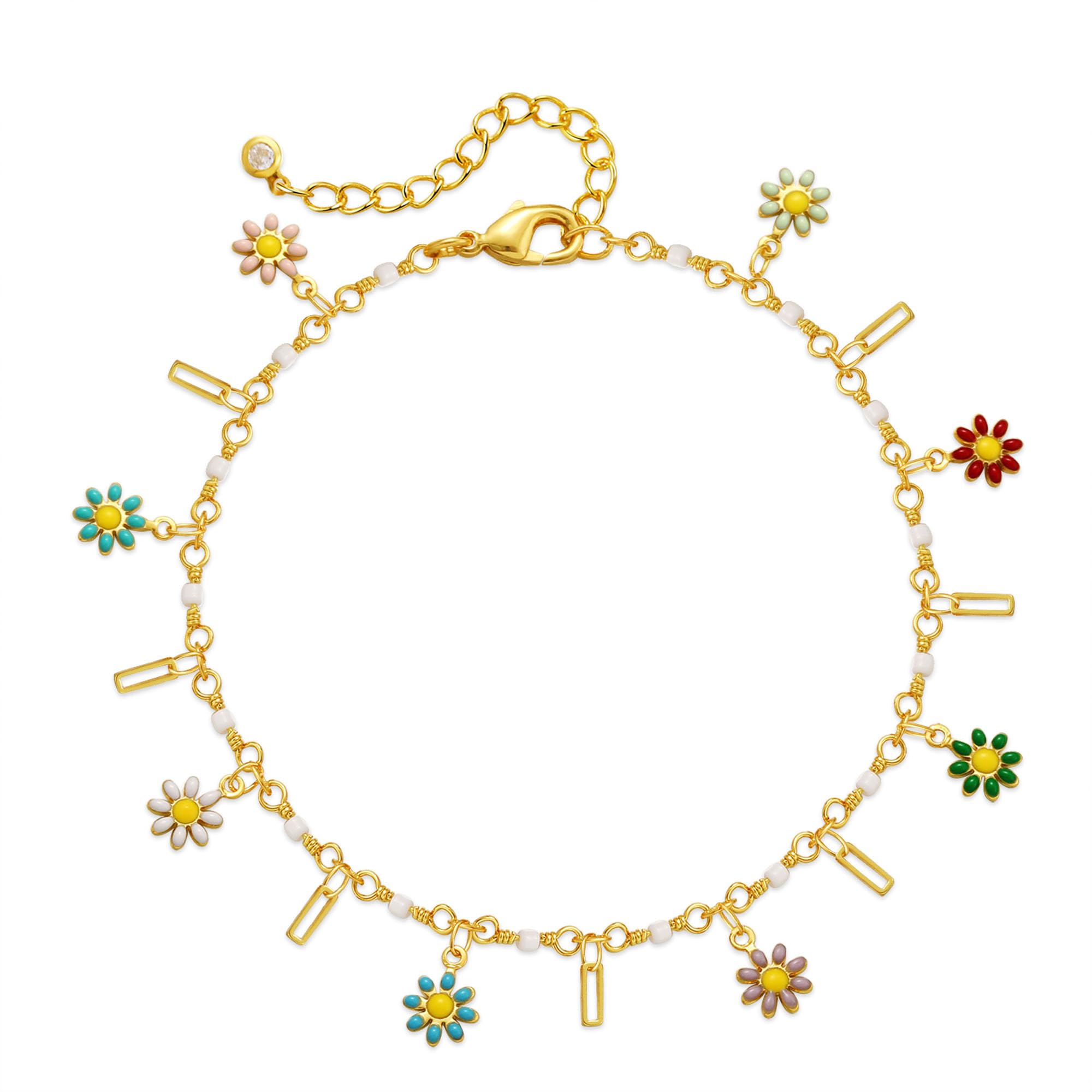 Yumikoo 18k Gold Plated Anklet, Women Adjustable Gold Tone Ankle Bracelet