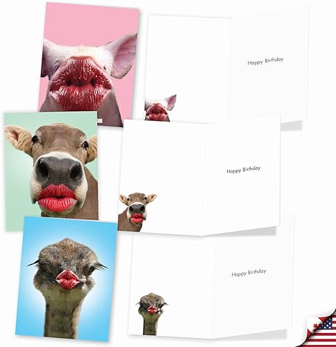 Miniatura 3 de The Best Card Company Juego de 20 tarjetas de cumpleaños surtidas de 4 x 5.12 pulgadas con sobres (10 diseños, 2 de cada uno) Wild Kisses