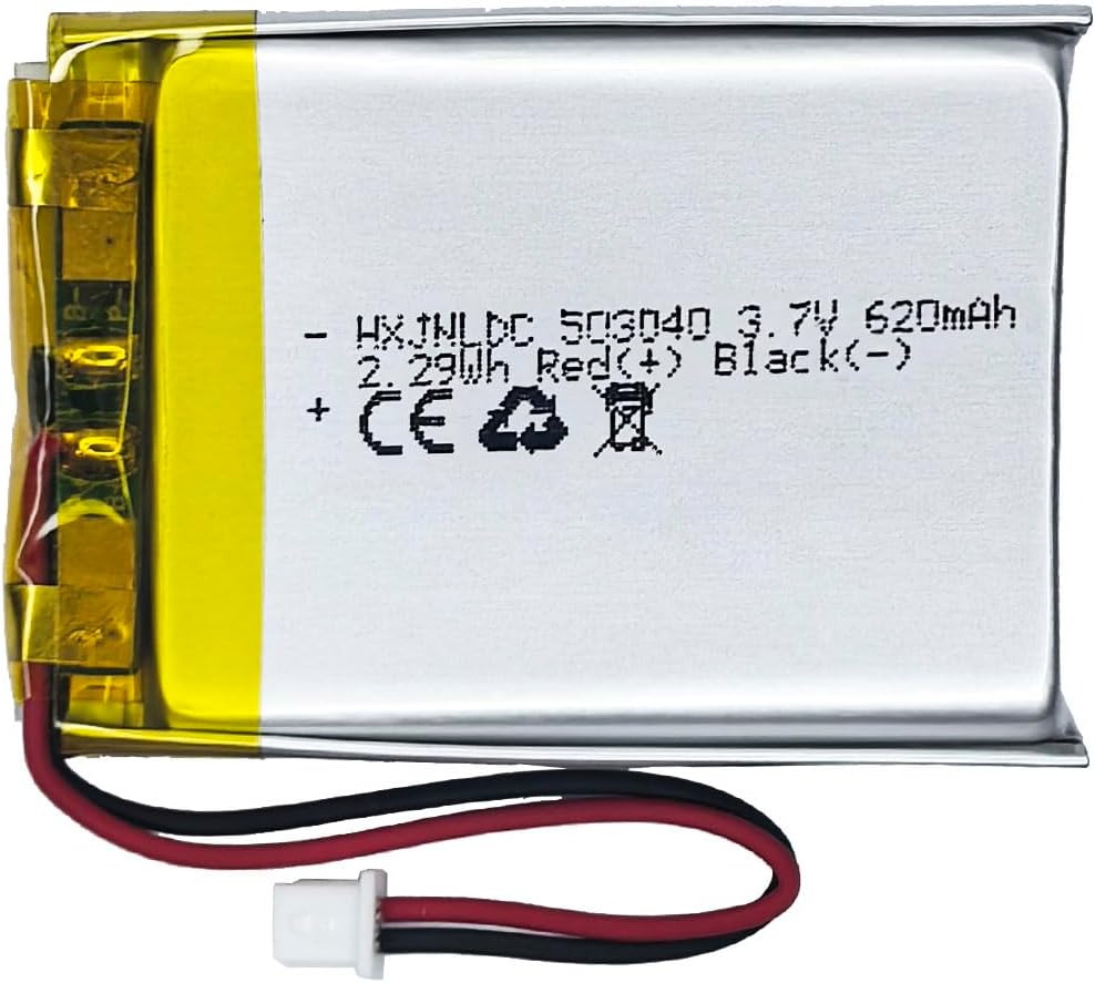 3.7V 503040 620mAh Rechargeable Lithium Polymer Battery, Suitable for cozmo Vector robot Battery replacement,SkyBell HD WiFi Video Doorbell、Flysight FPV Watch、 wireless speaker Battery replacement