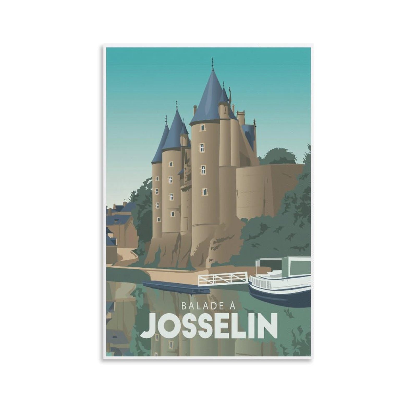 Yqcqcs Unframe-Style Josselin France Castle Vintage Travel Poster Canvas Art Poster Picture Wall Decor Painting Posters Decorative Posters