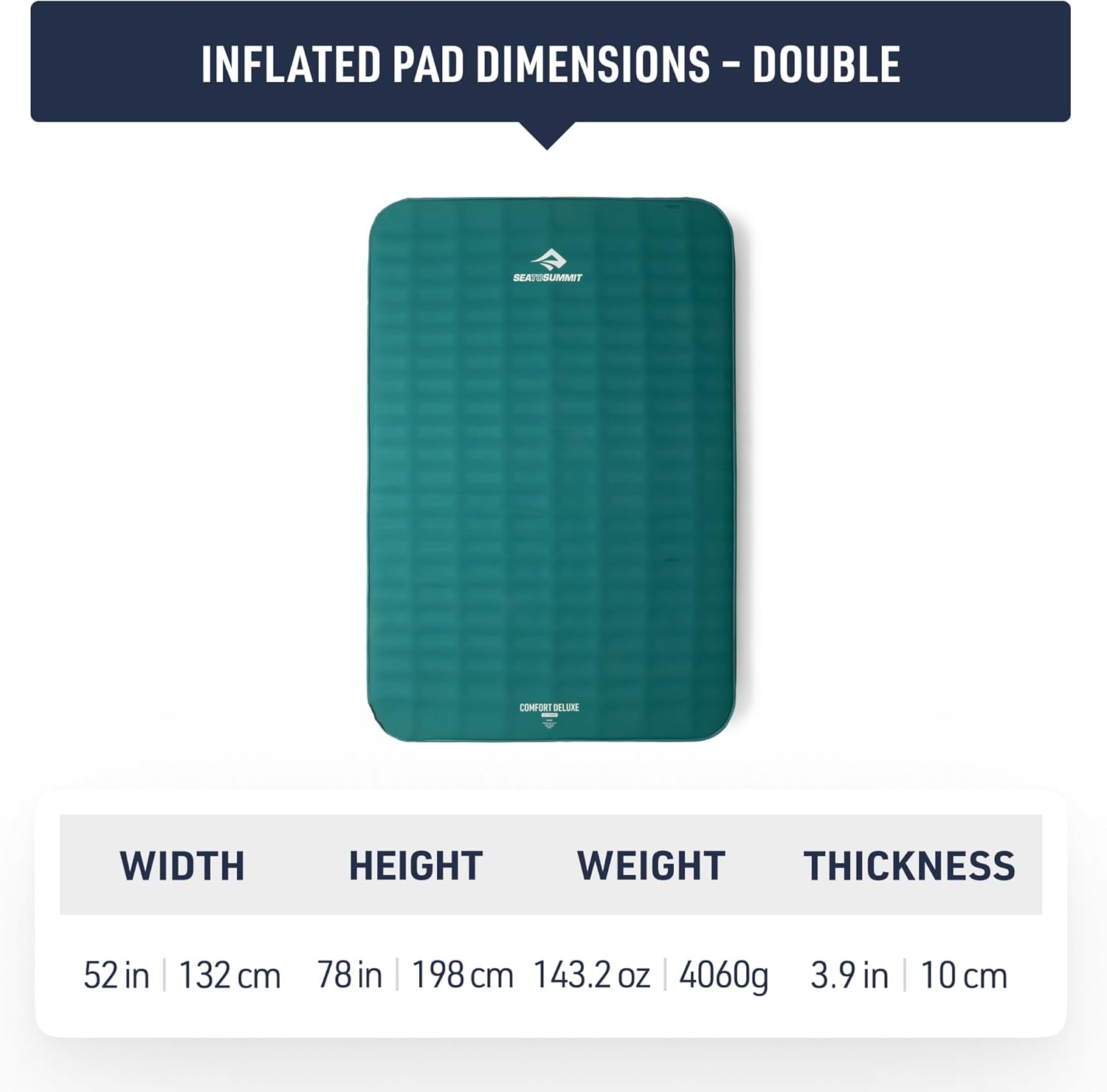 Sea to Summit Comfort Deluxe Self-Inflating Foam Double Sleeping Pad, Rain Forest