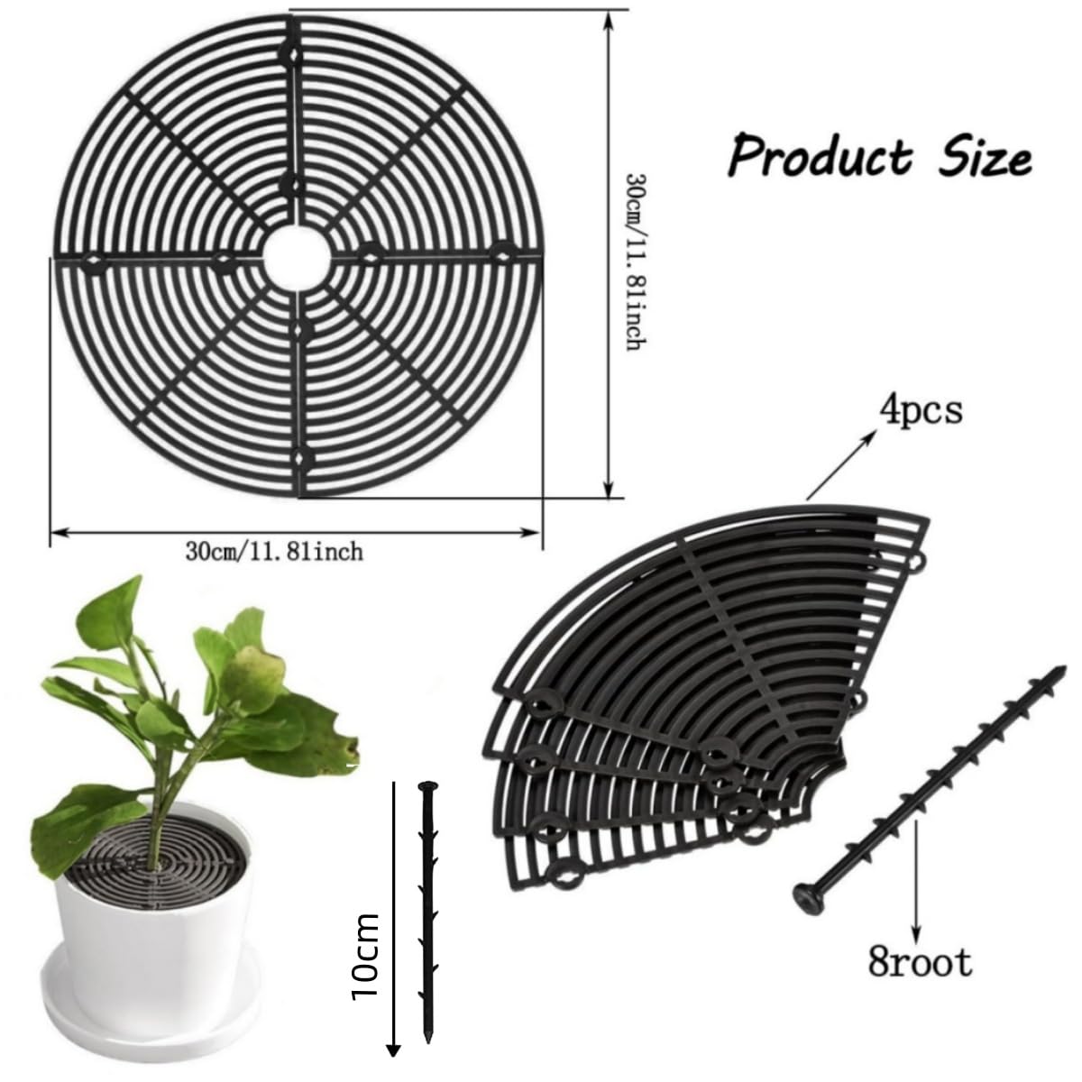 Grille Protection Plante,2 pièces 30 cm Protections de Sol pour Pot de Fleurs,grilles pour Pot de Fleurs,Protection Contre Les Chats,Les Enfants,Les Animaux domestiques