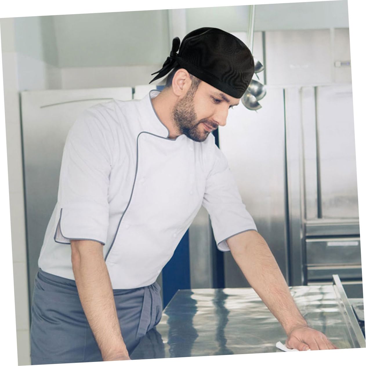 Gorro de Cocinero de Restaurante Negro 9 Piezas de Algodón