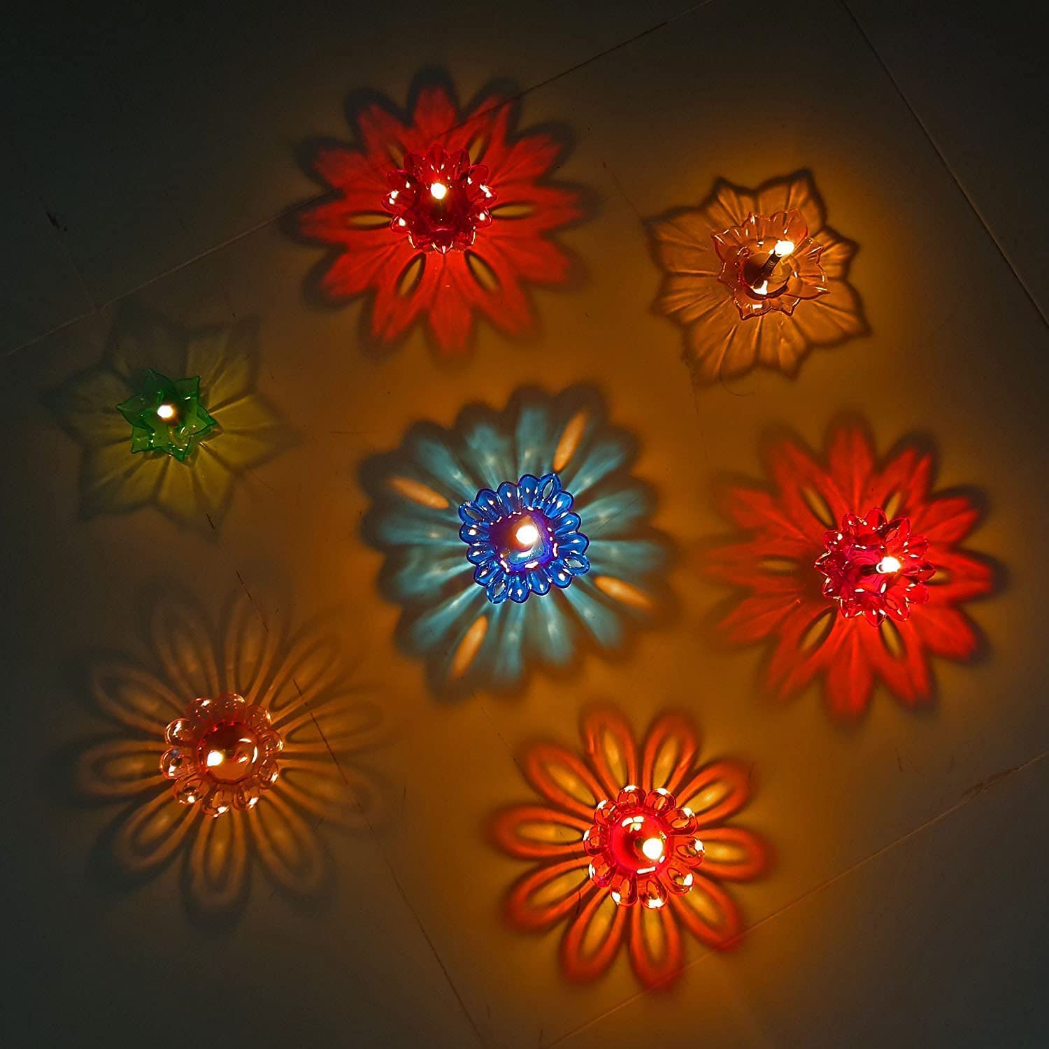 Ferio Diwali Diyas Colourful 3D Reflection Diya for Diwali Decor Flower Shape Shadow Reflective Diyas for Diwali Decoration Items for Home Decor Reusable Diwali Light Multicolour (Without Sensor_12) (B0DDT1LYMQ) Amazon Price History, Amazon Price Tracker