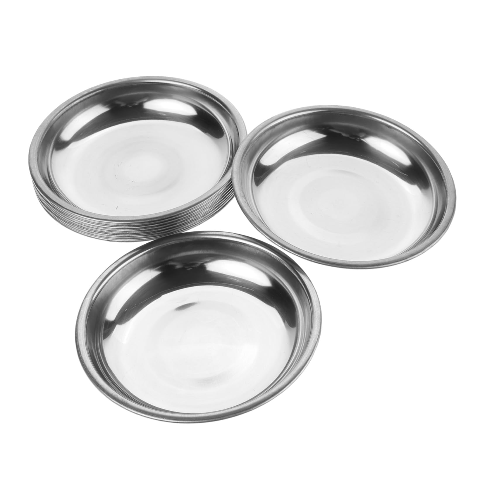 Alipis 10Pcs Small Stainless Steel Dipping Bowls Round Seasoning Plates Portable Metal Saucers for Sauces Ketchup Mustard for Camping Picnics Outdoor Dining
