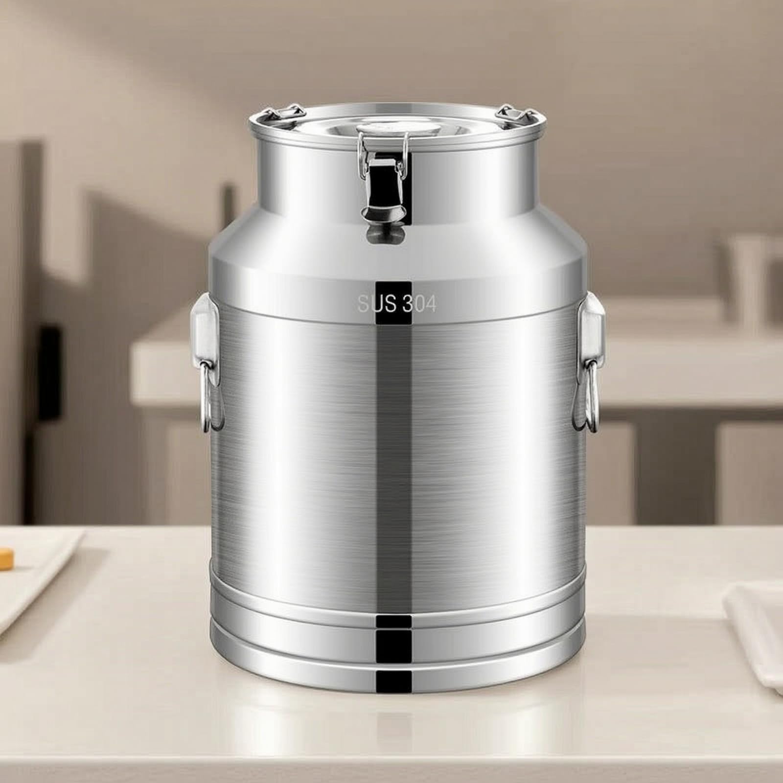 Conteneur en Acier Inoxydable Seau Bidon Récipient Hermétique à Couvercle Serré et Nettoyage Aisé Conçu pour Usage Quotidien Adapté à Cuisine, size to 9