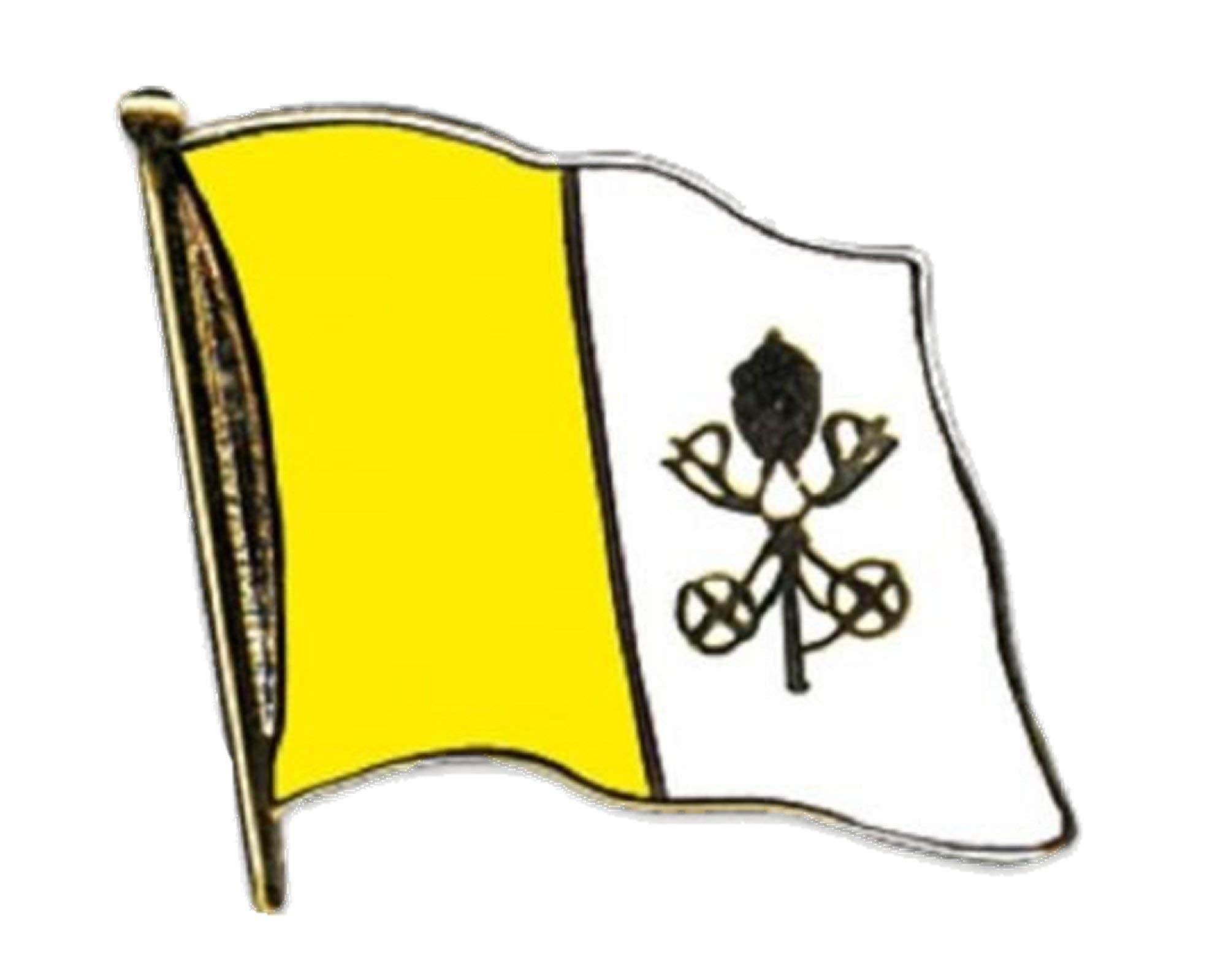 Vatican City National Flag 3/4 Gold Plated Courtesy Enamel Lapel Pin Badge