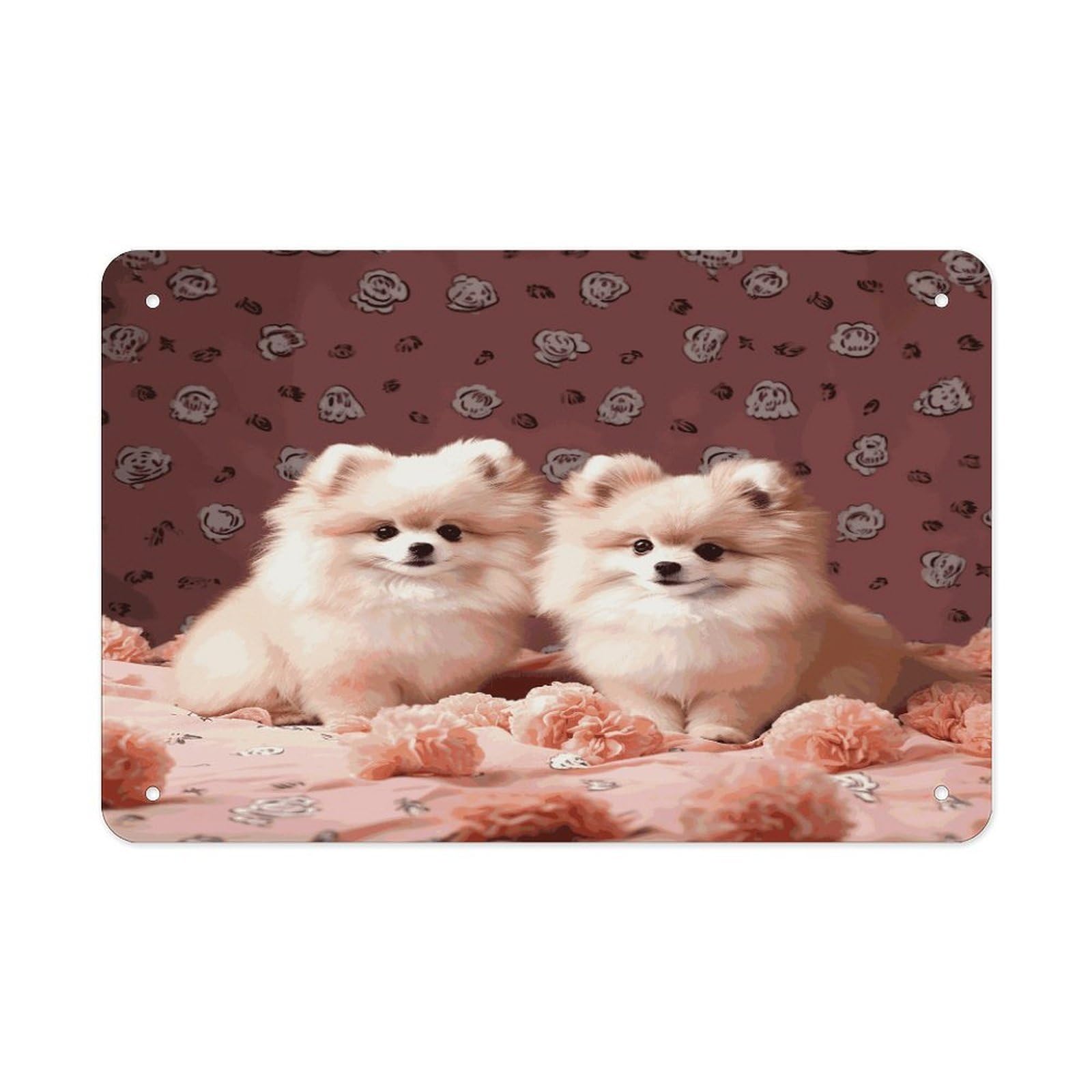 Fekiloot Style Pomeranians Puppies And Point Metal Signs Wall Art Tin Sign