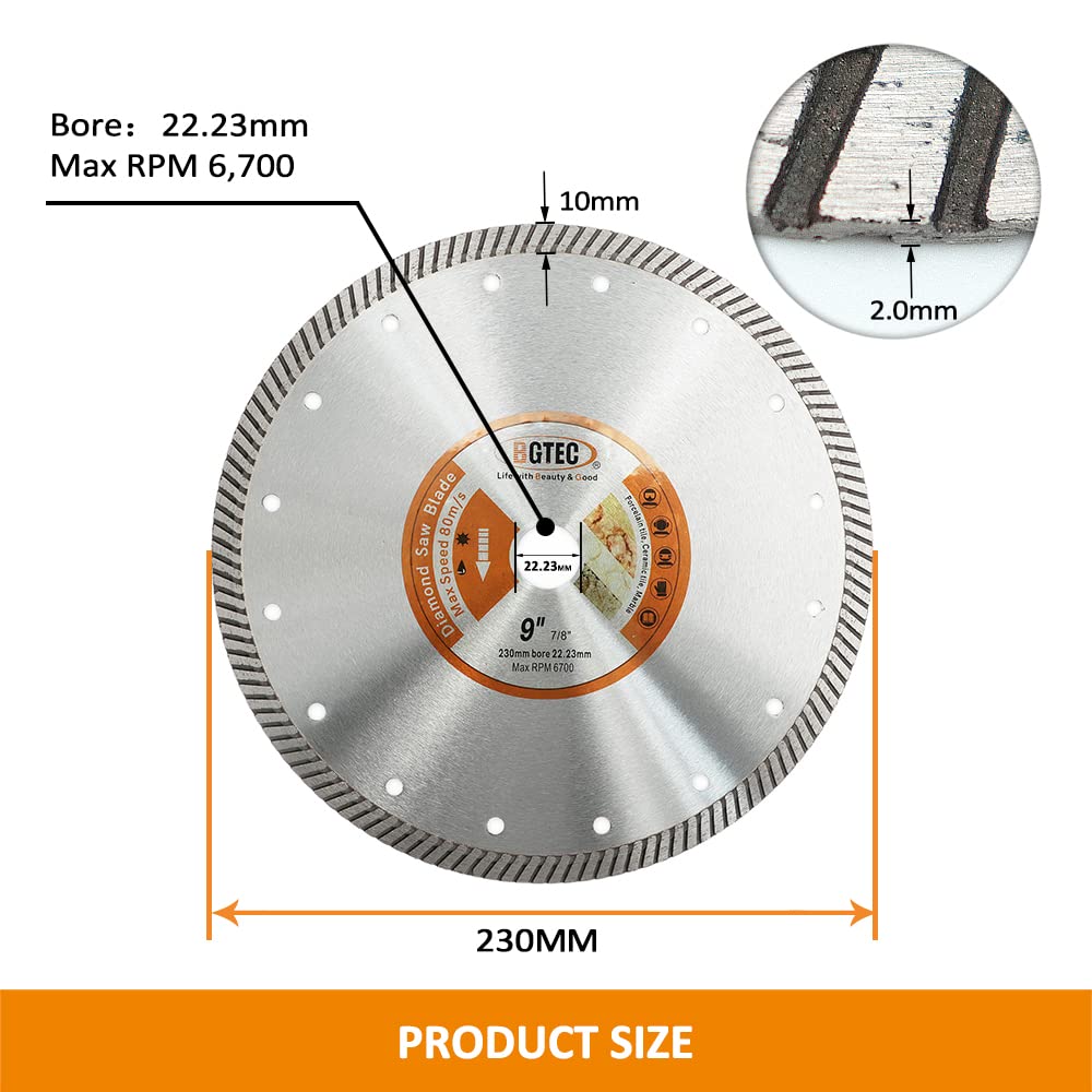 BGTEC Disco diamantato diamantato superthin turbo per piastrelle di ceramica Pietra di granito 10 pezzi 230mm