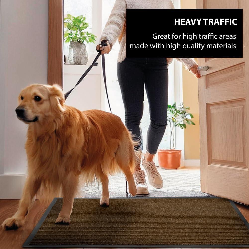 UNIMAT Tra c Guard Door Mat, 4´x 6´, Heavy Duty Waterproof Doormat, Stain and Fade Resistant Welcome Mats, Durable Rubber Backing, Low Pro le Entryway Rug, Shoe and Boot Scraper, Brown - Image 6