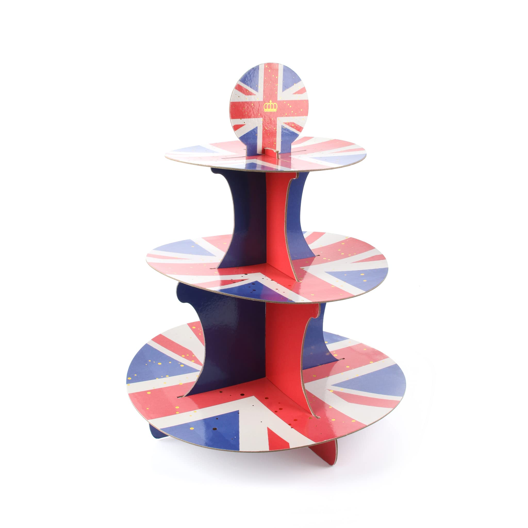Union Jack Cake Stand - Pack of 1-3-Tier Cake Stand with Union Jack Flag Design - Perfect for Jubilee King's Coronation Street Parties and Events