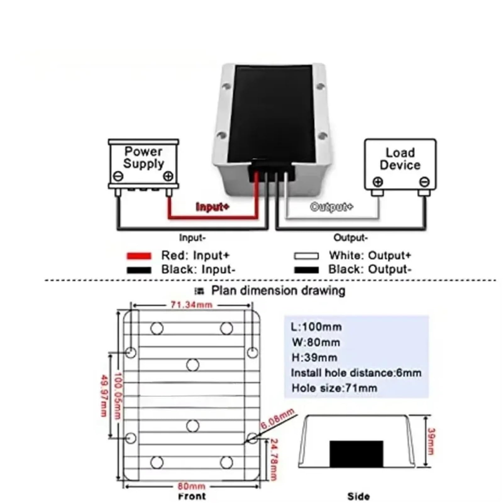 1 x przetwornica napięcia 12 V 24 V do 5 V 50 A-1 A, reduktor napięcia, konwerter DC/DC, regulator 12 V na 5 V, zasilanie reduktora. (12v 24v do 5v 20A)