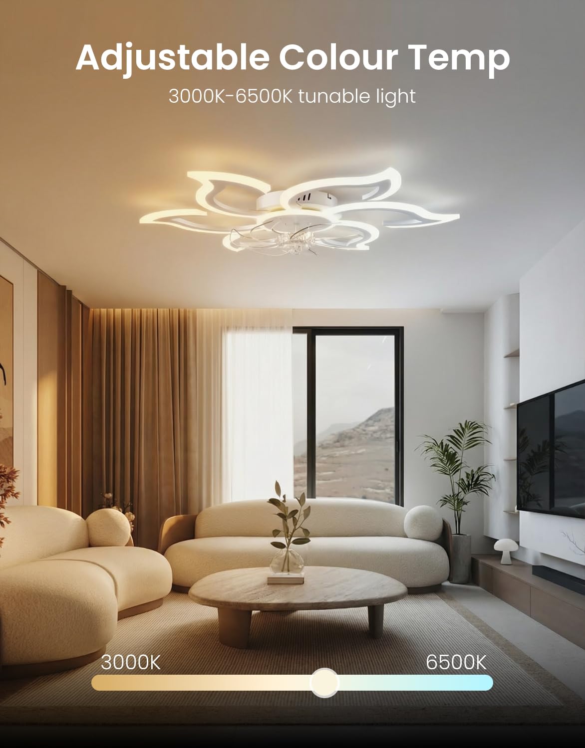 YOLEDY Ceiling Light LED with Remote Control and App, Ceiling Lights with 6 Rings Dimmable Light Memory Function with Timer, Modern Ceiling Light