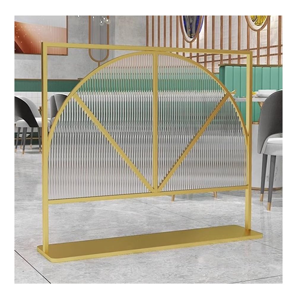 Dekoracyjne kwadratowe przegrody do jadalni - szklany panel na blat w paski, elegancka ścianka działowa do restauracji i biur, złote wykończenie, 70 x 80 cm
