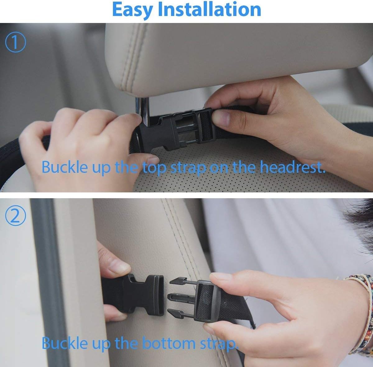 2PCS Car Seat Organisers Kick Mats - Waterproof Seat Back Protectors - Multi Pockets Travel Accessory