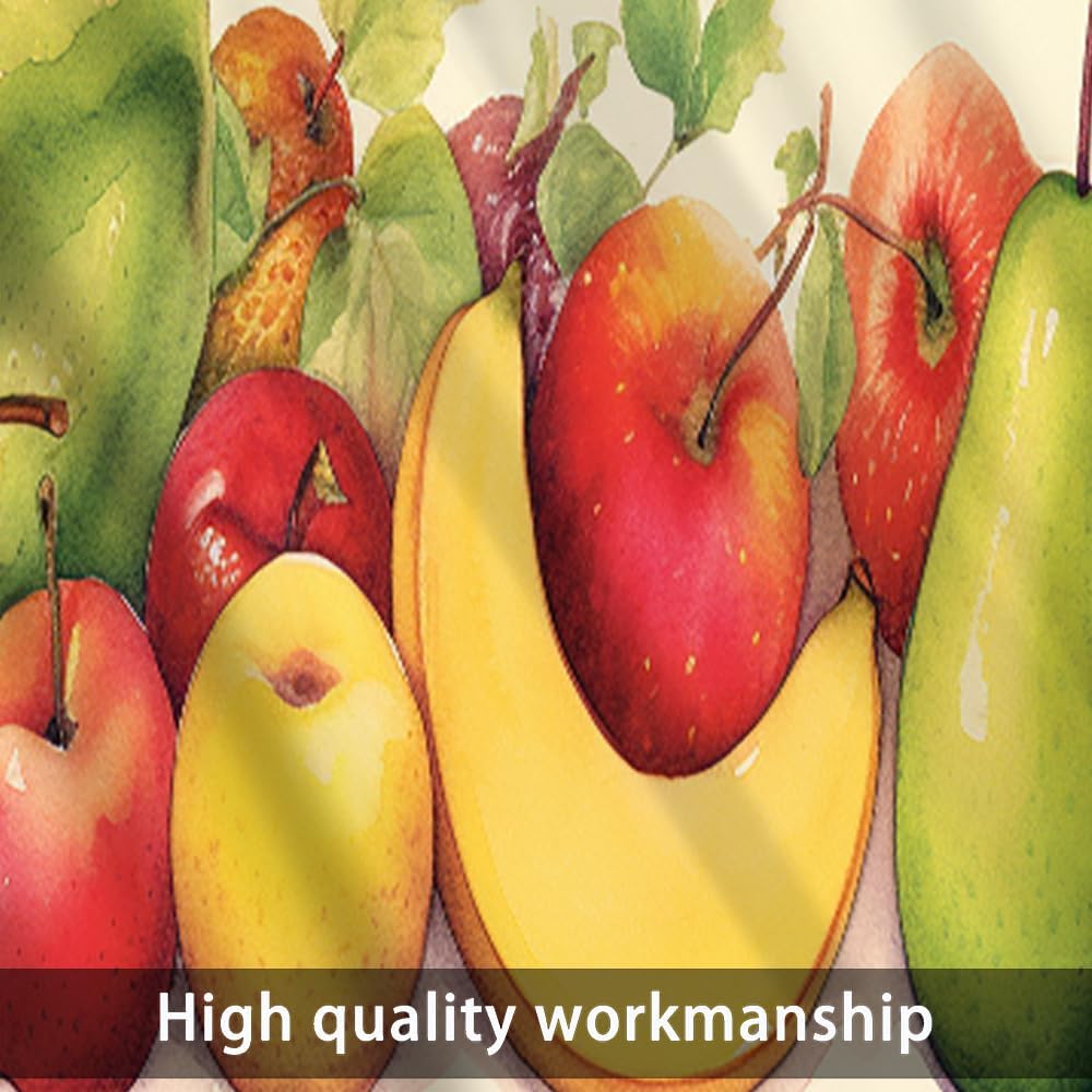 2 Panels Tropical Fruit Curtain Valance for Windows, Lemon Orange Pear Strawberry Rod Pocket Short Window Treatment Decor Drapes for Kitchen, Bathroom, 54" X 18"