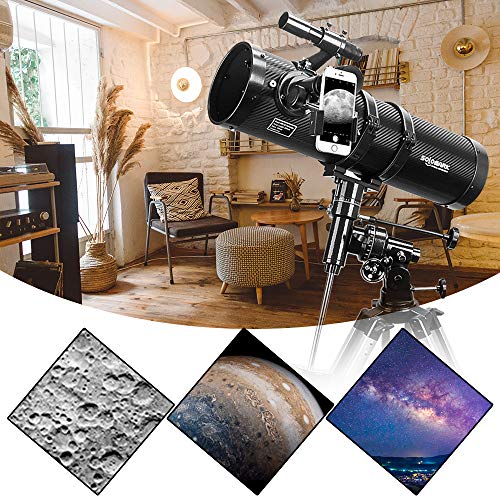 Telescope, Polaris 130EQ Newtonian Professional Astronomical Reflector Telescope Comes with Cellphone Adapter with 1.5X Barlow Lens & 1.25-Inch 13 Percent Transmission Moon Filter - Thumbnail 3