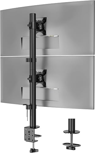 BONTEC Soporte vertical de escritorio para monitor doble, soporta pantallas de 13 a 34 pulgadas, ajuste de movimiento completo, VESA 75 x 753.937 x