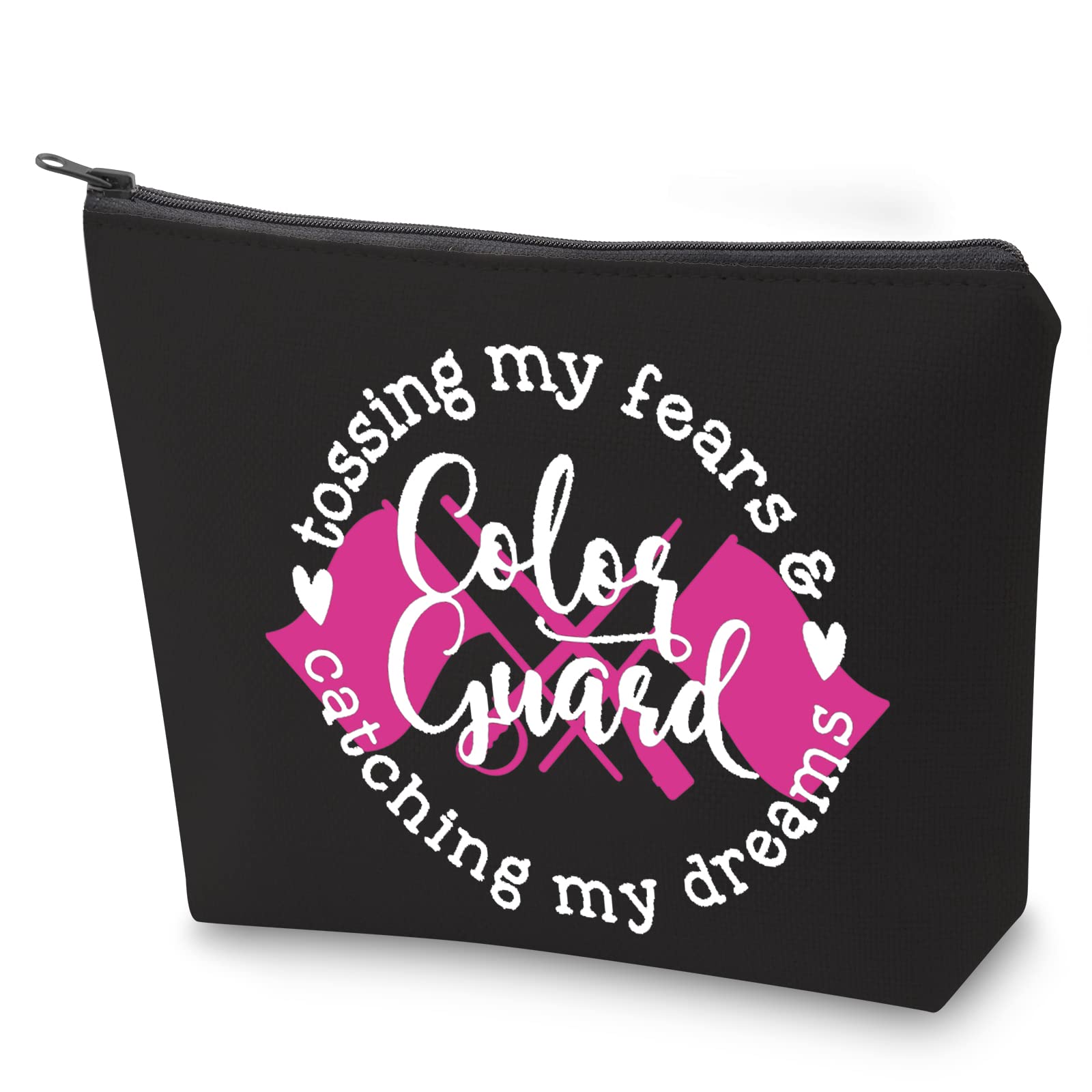 ZJXHPO Color Guard Team Inspired Cosmetic Bag Gift Tossing My Fears & Catching My Dreams Color Guard Makeup Bag With Zipper (BL color guard)