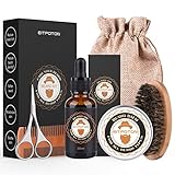 Beard Grooming & Trimming Kit for Men Care, Eitpoton Beard Growth Gift Set with Mustache & Beard Balm Wax, Unscented Beard Oil Conditioner, Beard Brush/Comb, Barber Scissors for Styling & Shaping